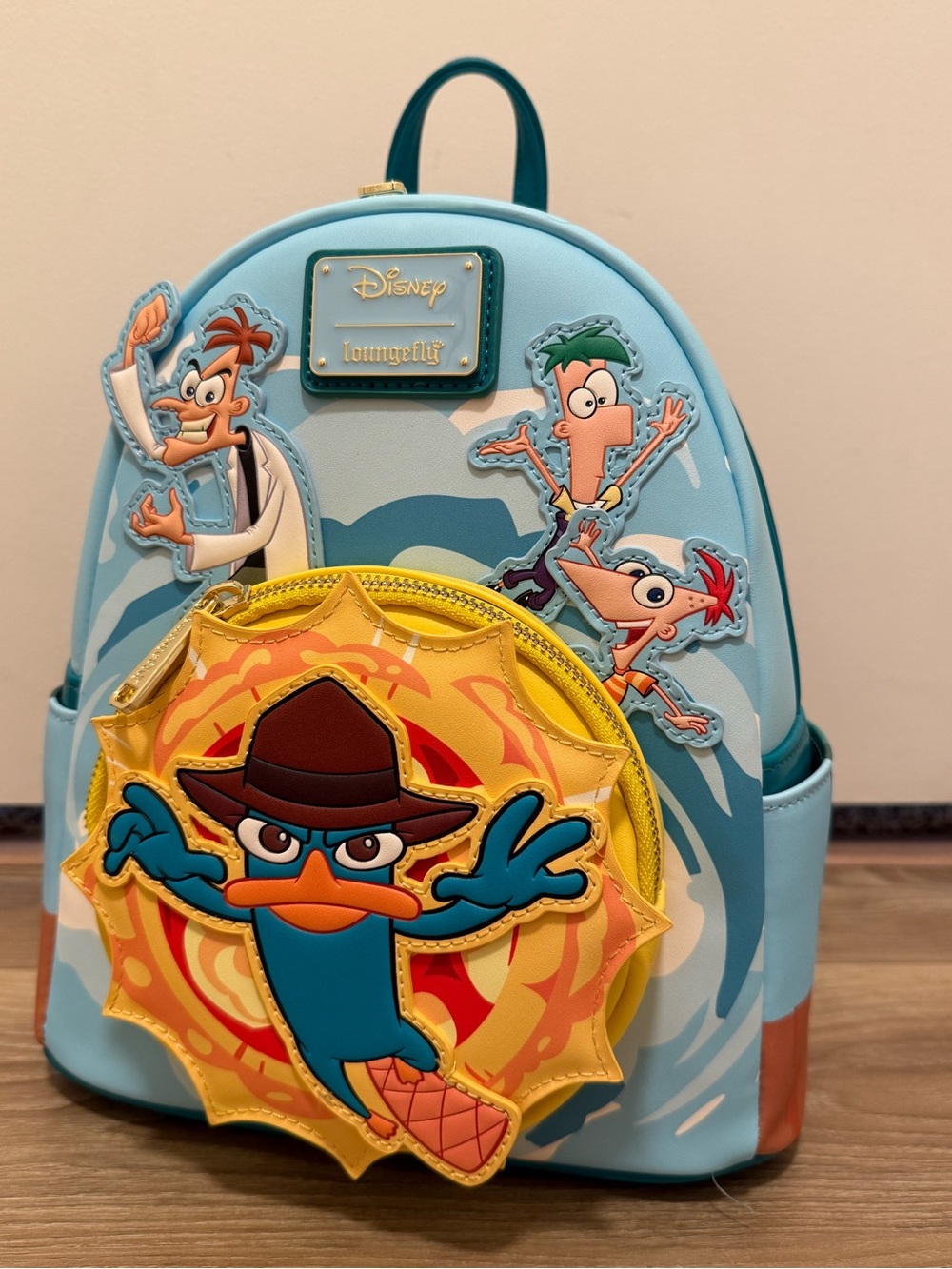 Loungefly Phineas and Ferb Mini Backpack, Bag Lights up, NWT